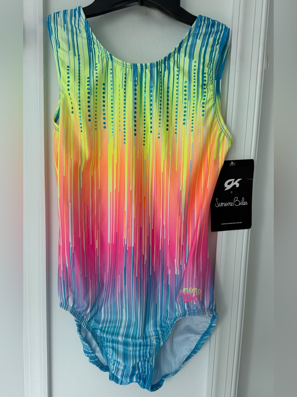 NWT GK x Simone Biles Signature Leotard Sequins Multicolor Sz XL